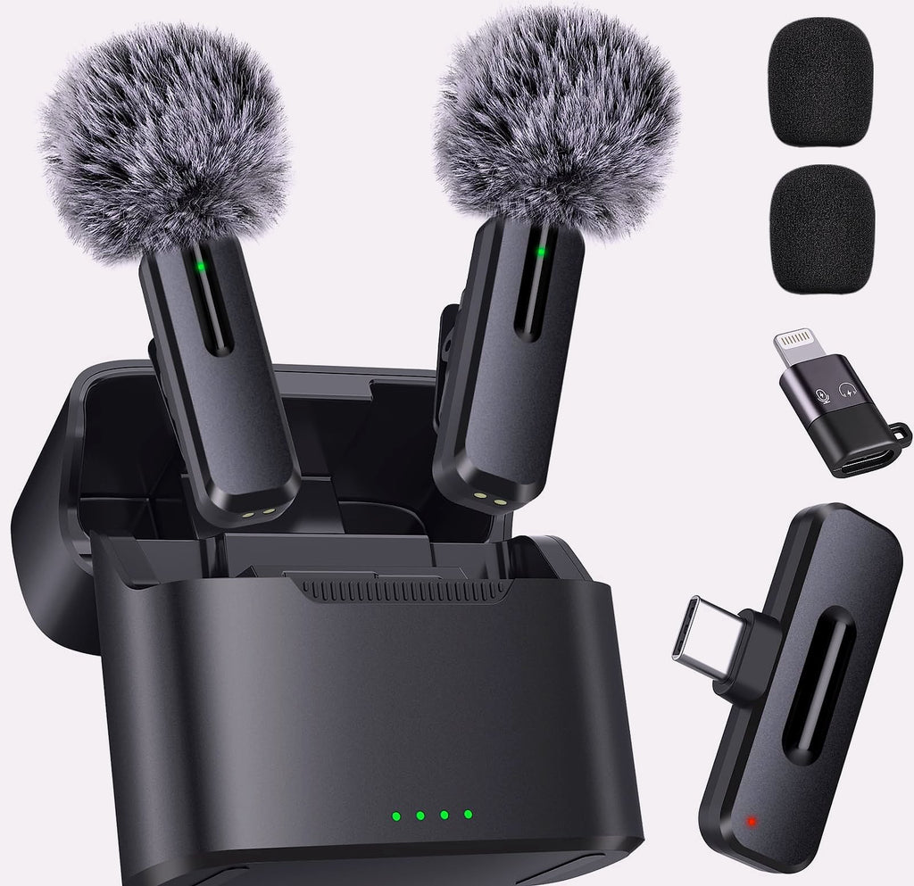 ZOPPLM Wireless Lavalier Microphone 2 Pack for iPhone Android