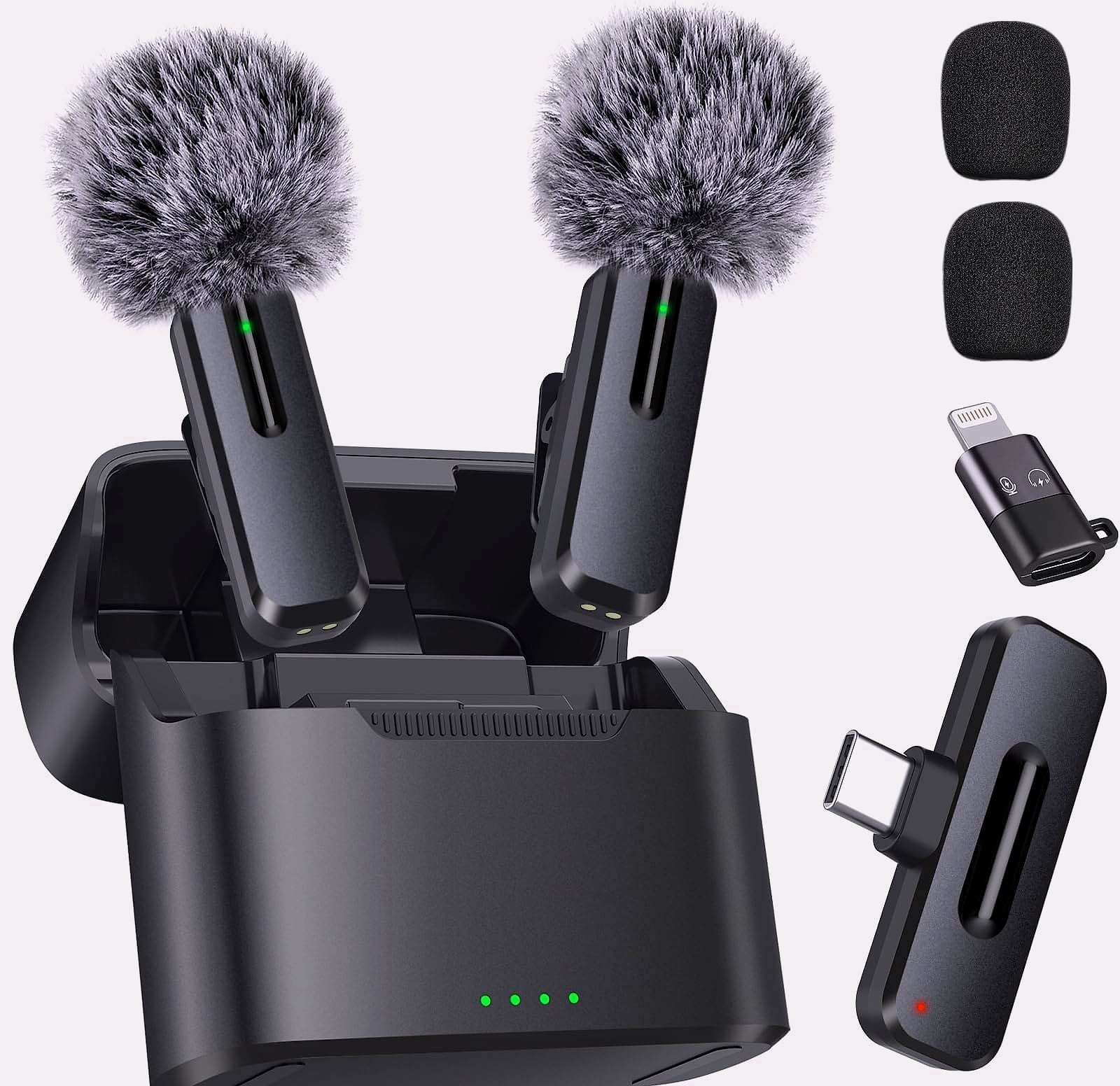 ZOPPLM Wireless Lavalier Microphone 2 Pack for iPhone Android