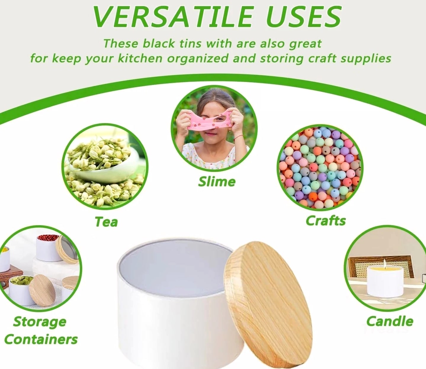 4oz White Candle Tins, 24 Pcs Matte Metal Jars With Wood Grain Lids for Making