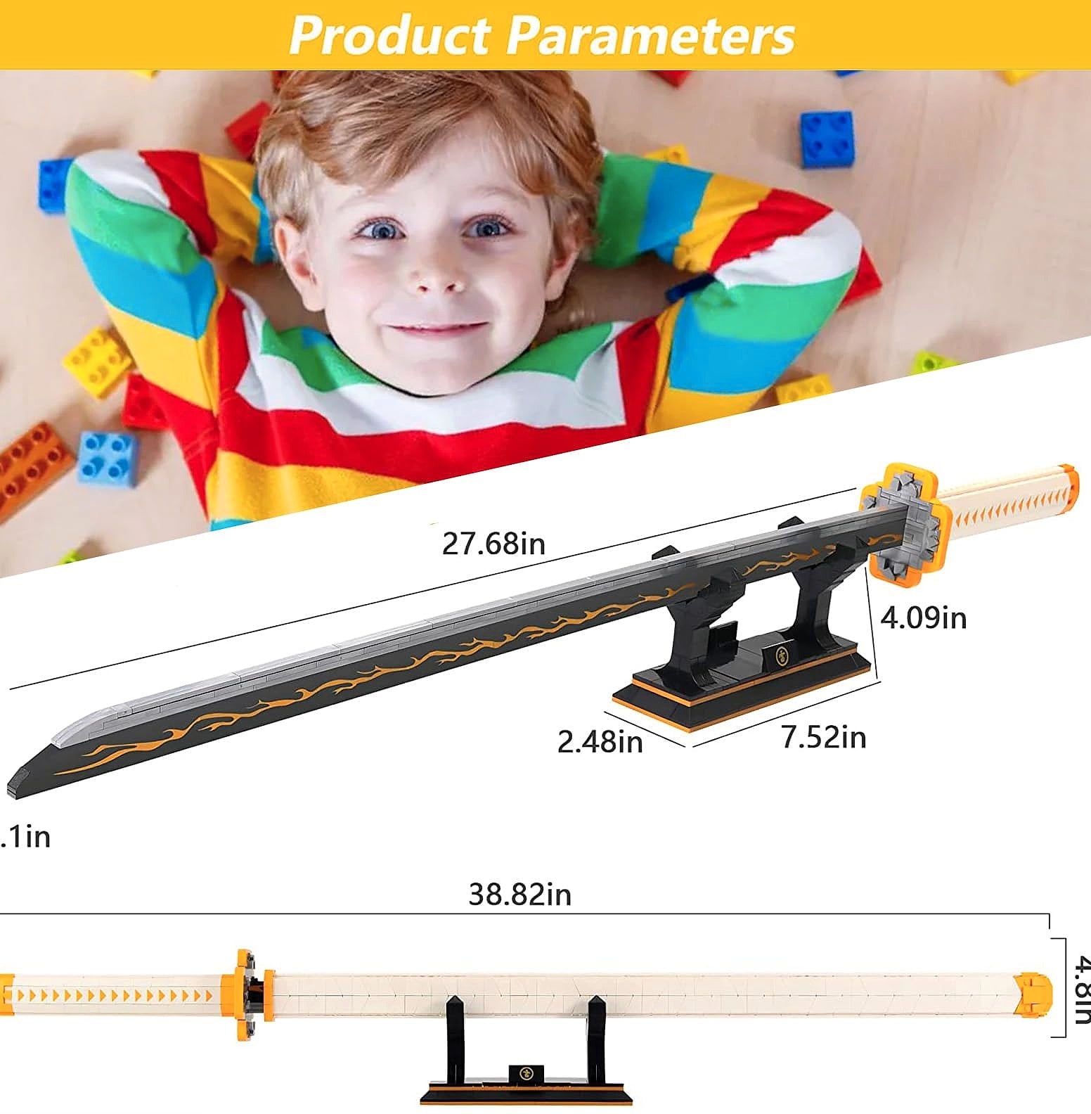 Kravkind 39 Inch Samurai Sword Building Block Set with Scabbard