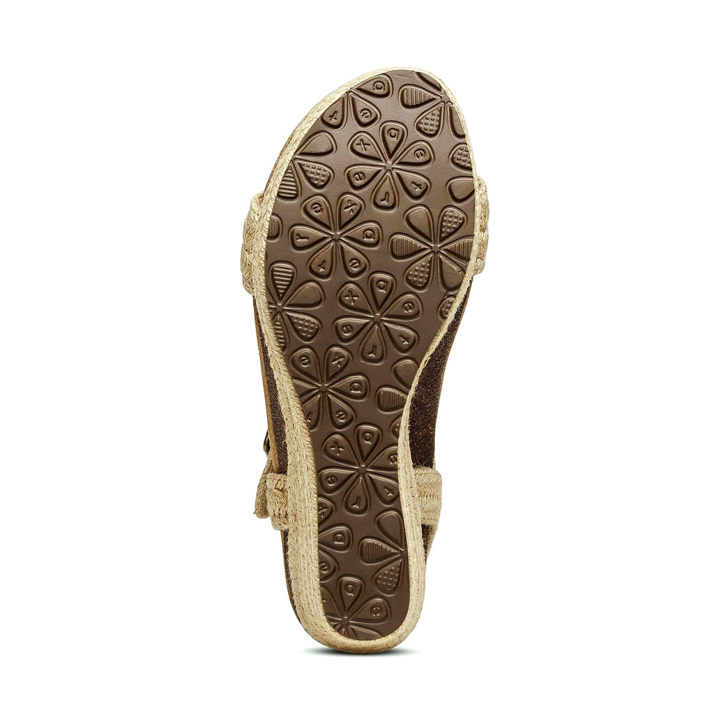 Aetrex Cognac Quarter Strap Espadrille Wedge