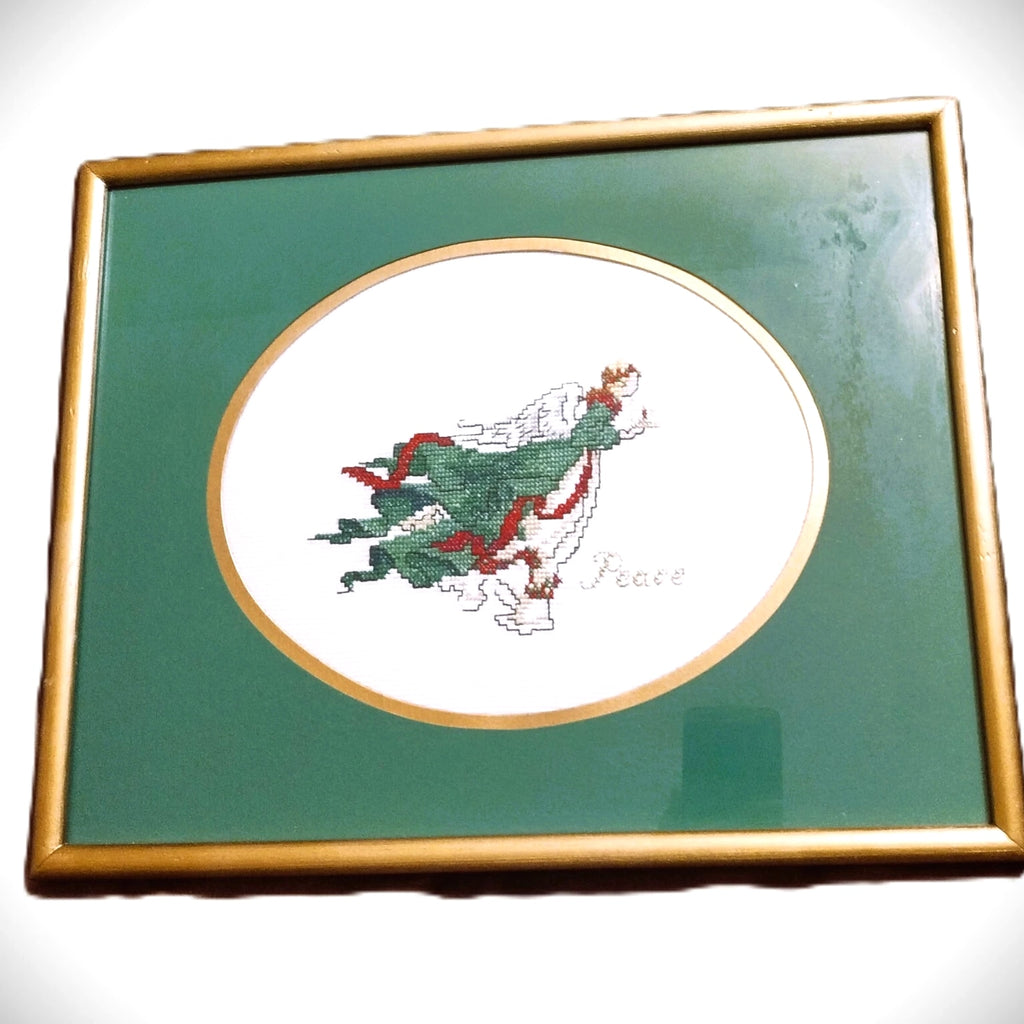 Angel of Light Peace Completed Cross Stitch Hand Made Framed Christmas L&L