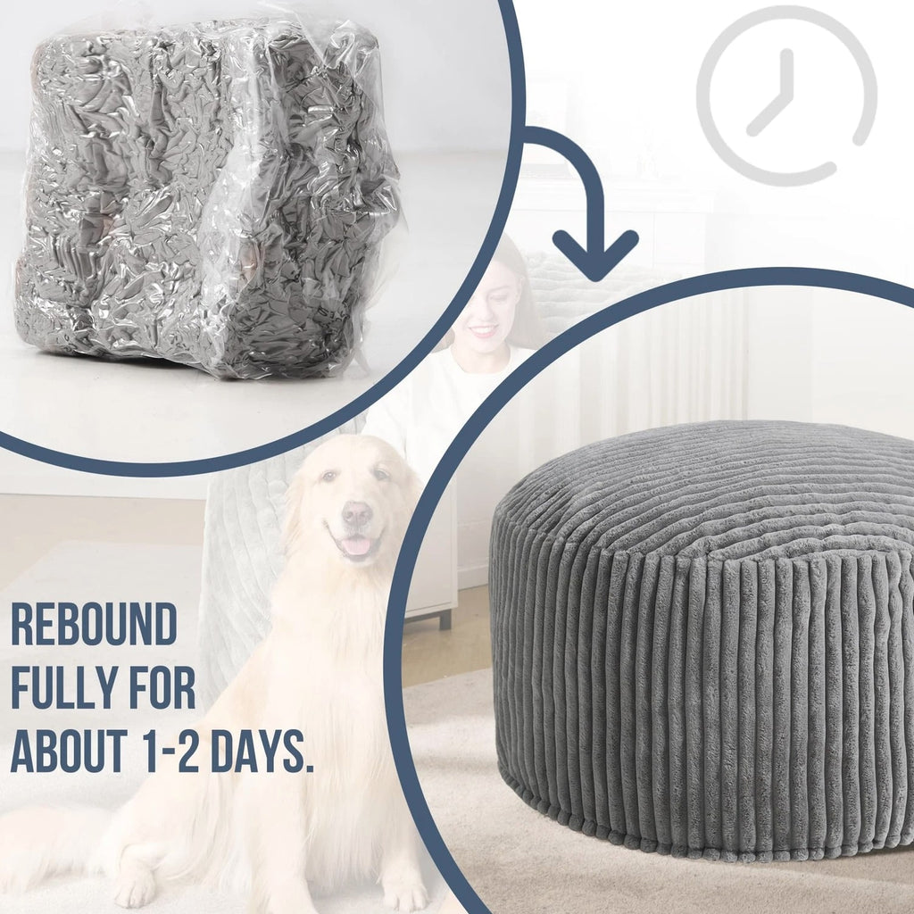 3ft Bean Bag Chairs for Adults, Large Beanbag Chair w/ Stripe Plush Cover Bi...