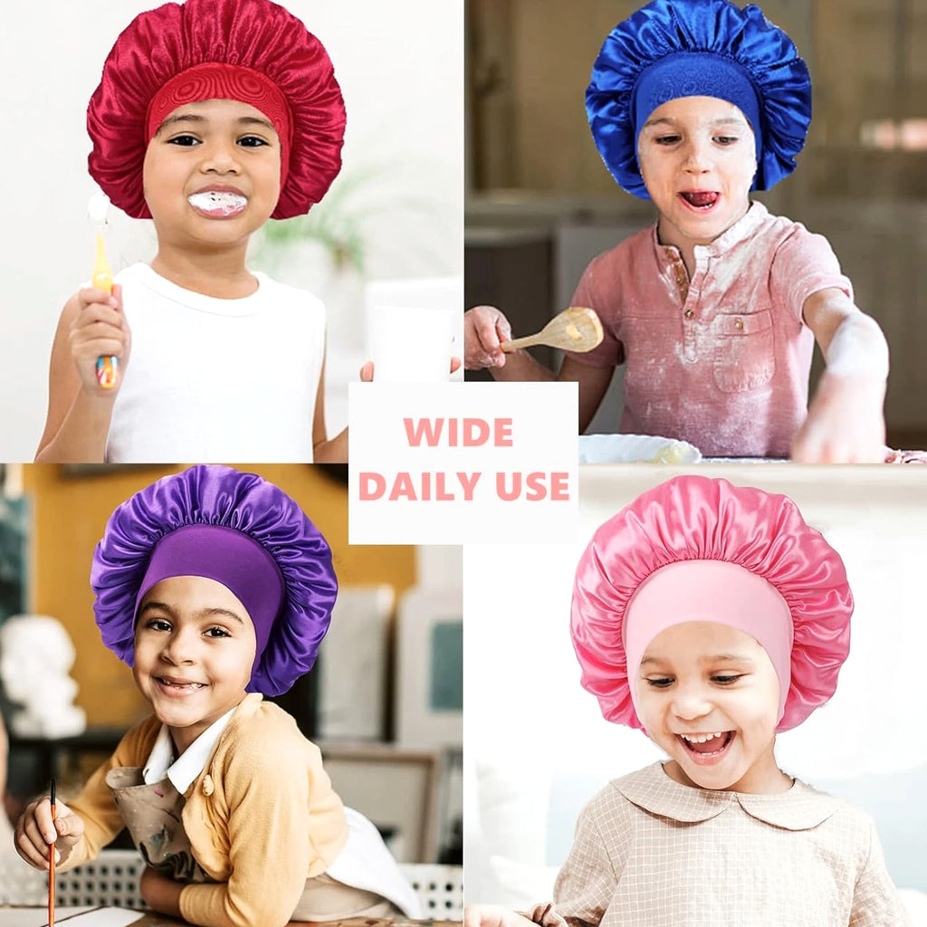 3 Pcs Kids Bonnets for Girls, Silk Bonnet for Child Sleeping, Toddler Bonnet