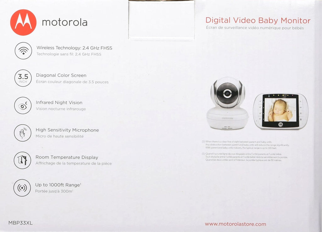 Motorola MBP-33XL Baby Monitor with Color LCD Microphone Night Vision, Room Temp