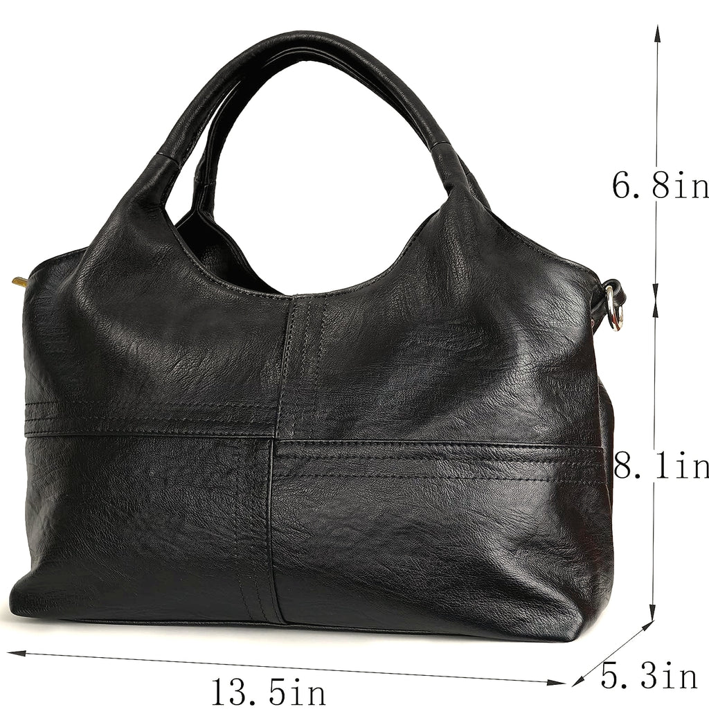 KOGTLA Medium Vegan Leather Handbag with Detachable Satchel Strap