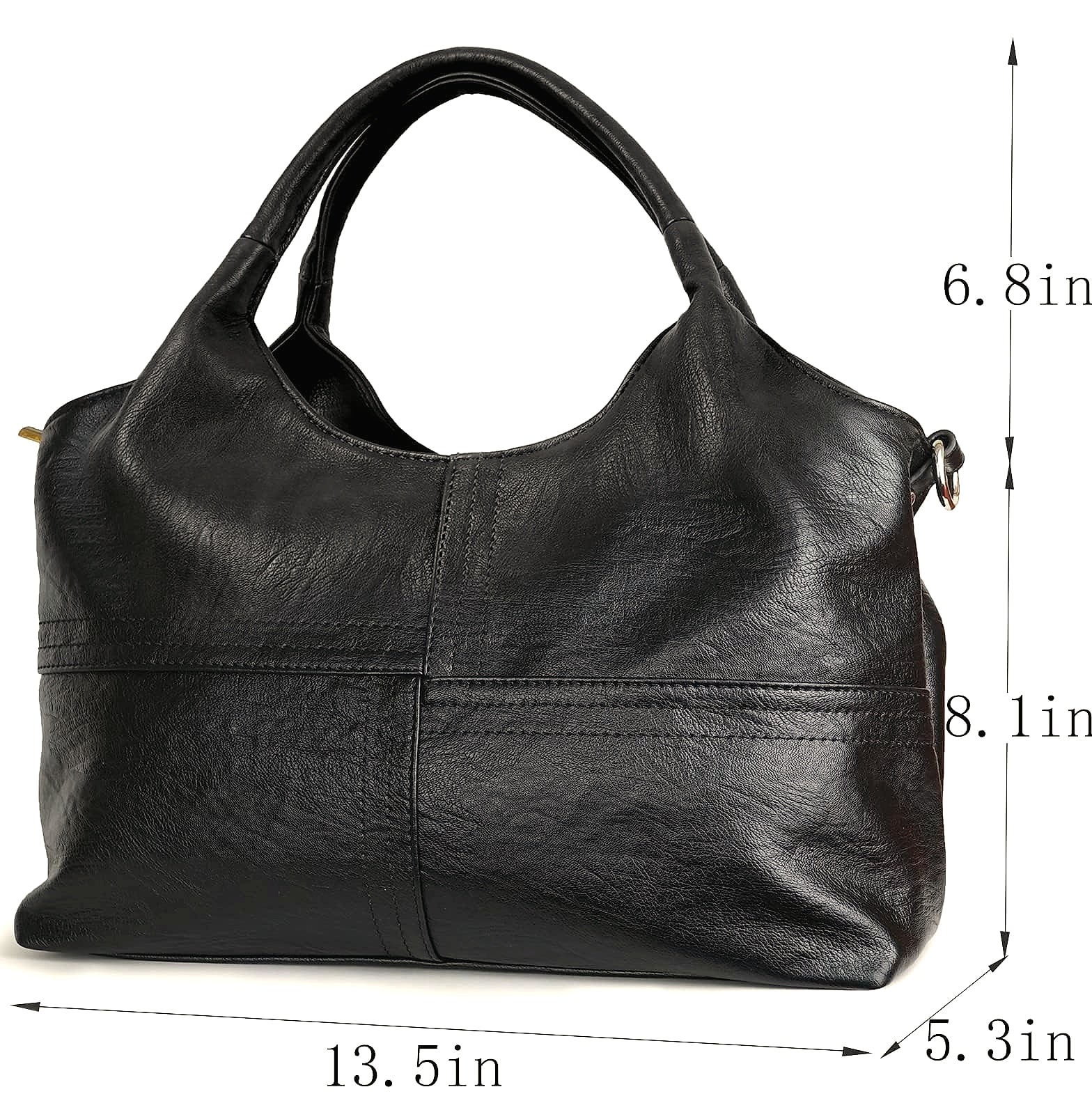 KOGTLA Medium Vegan Leather Handbag with Detachable Satchel Strap