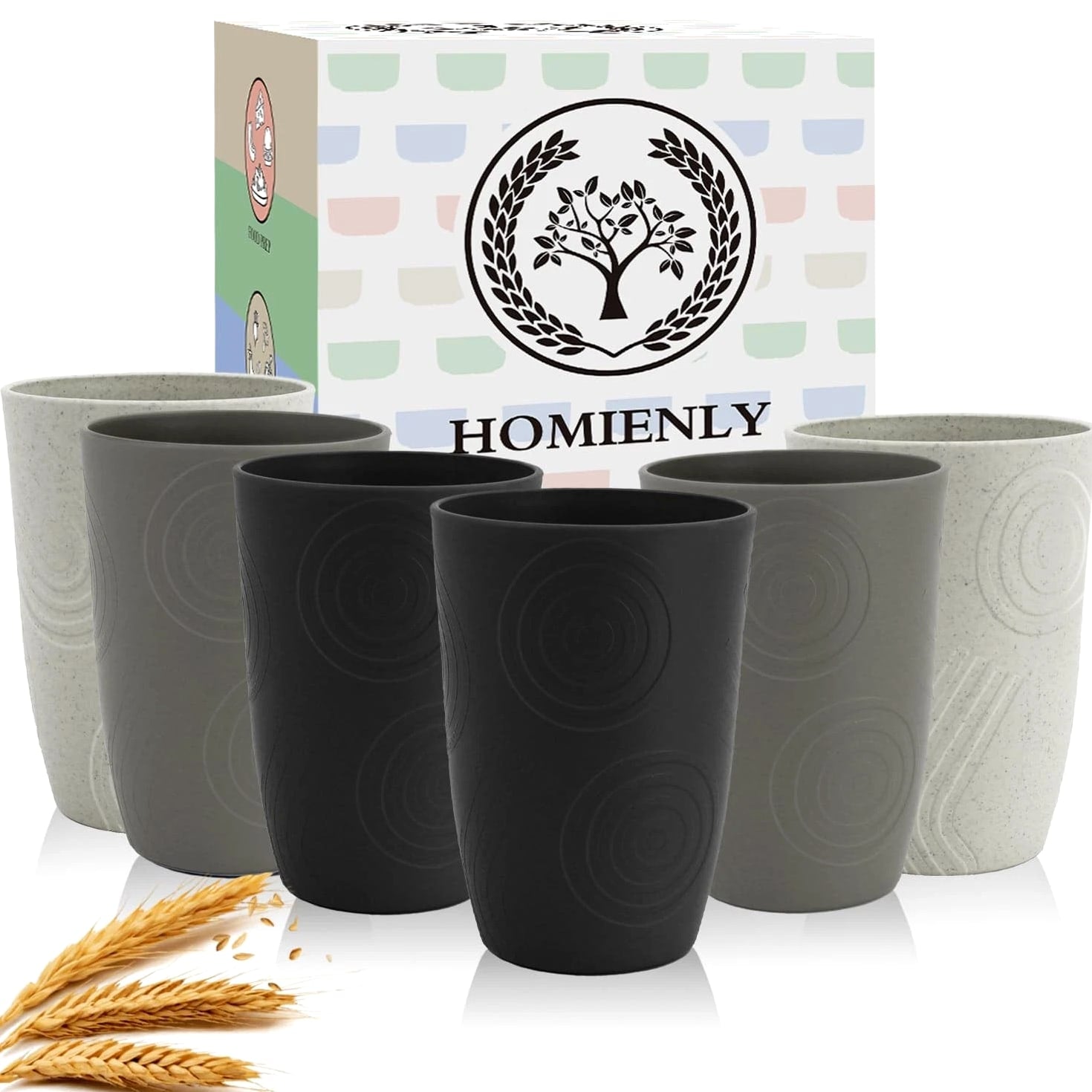 Drinking Glasses 16oz Wheat Straw Cups-Stackable and Reusable Cups, Alternati...