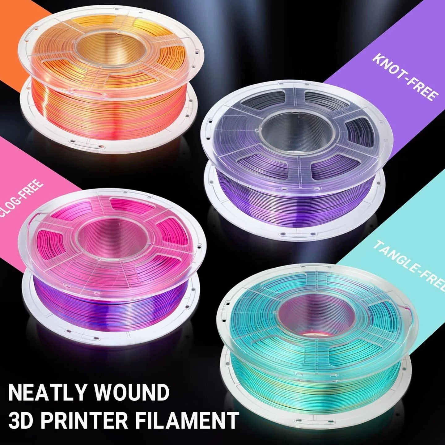 SUNLU Silk Textures PLA+ 3D Printer Filament Dual/Triple Color 1KG 1.75mm Smooth