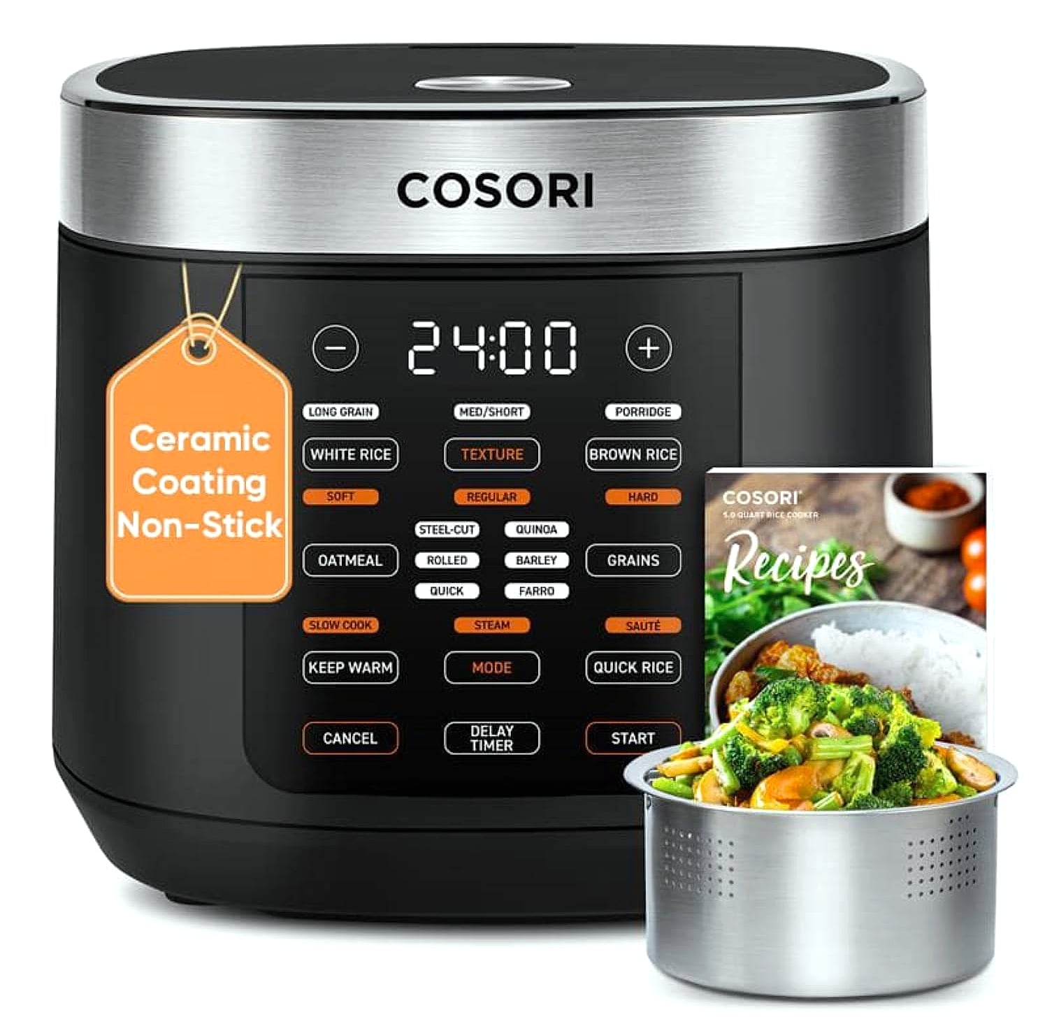 Cosori 10 Cup Rice Cooker with 18 Functions and Fuzzy Logic
