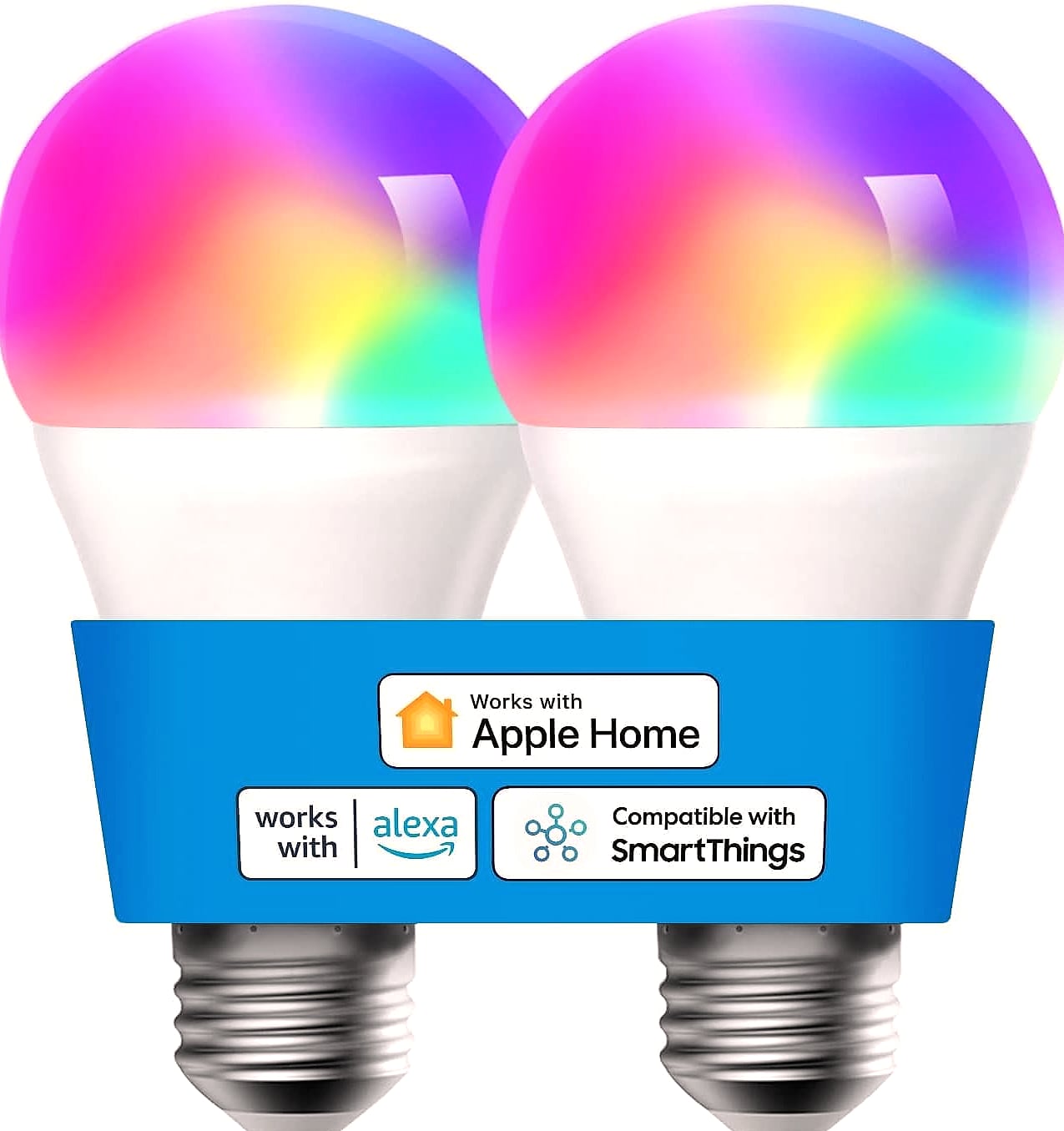 Meross Smart WiFi LED Bulb E26 Multicolor Dimmable 2 Pack