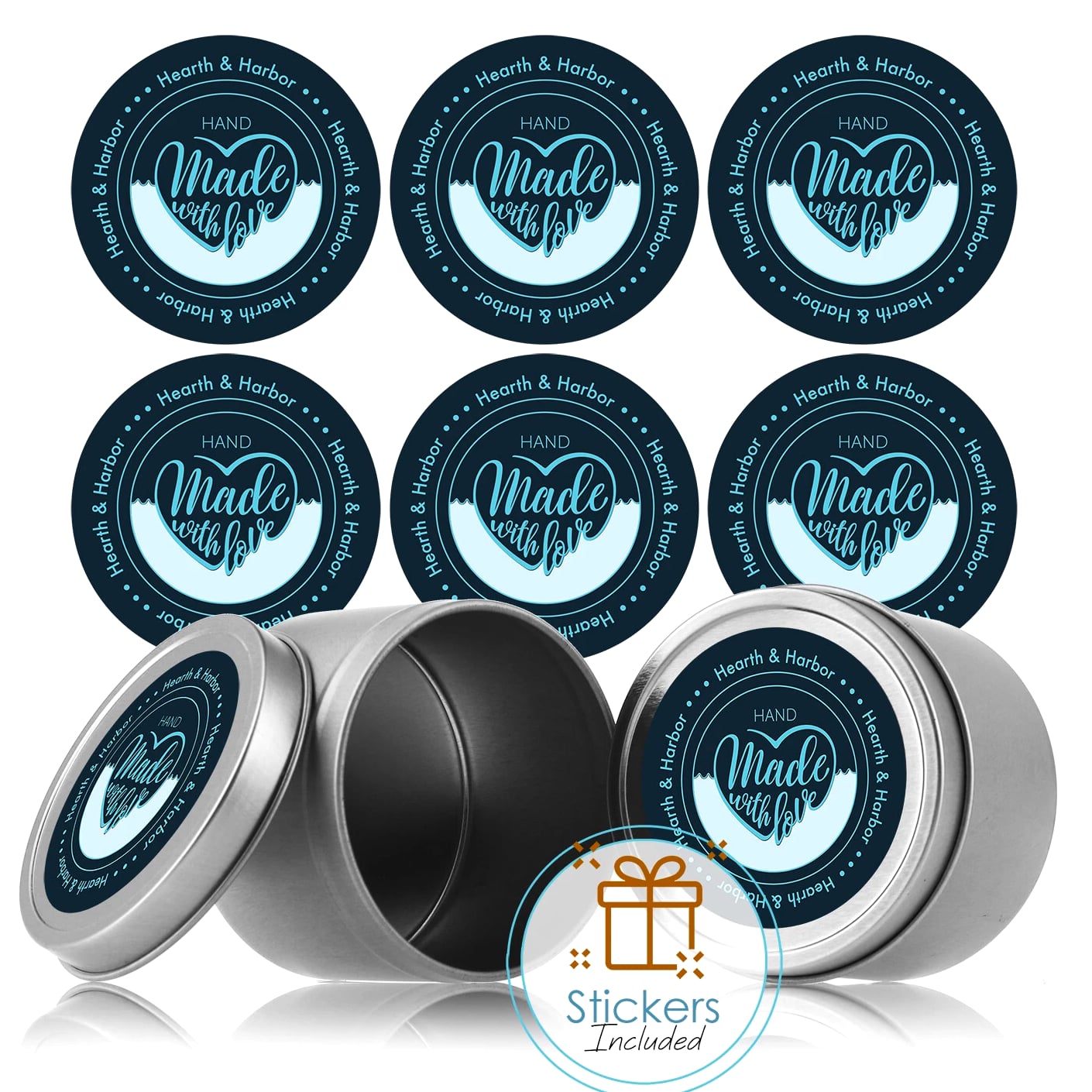 Candle Tins with Lids Metal Jars for Candles with Custom Sticker for Lids