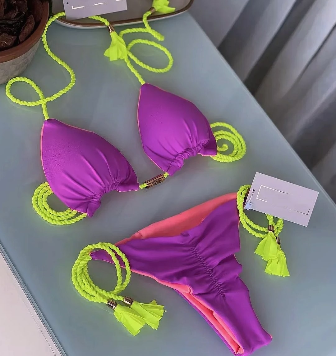Women's Backless Triangle Bikini Swimsuit