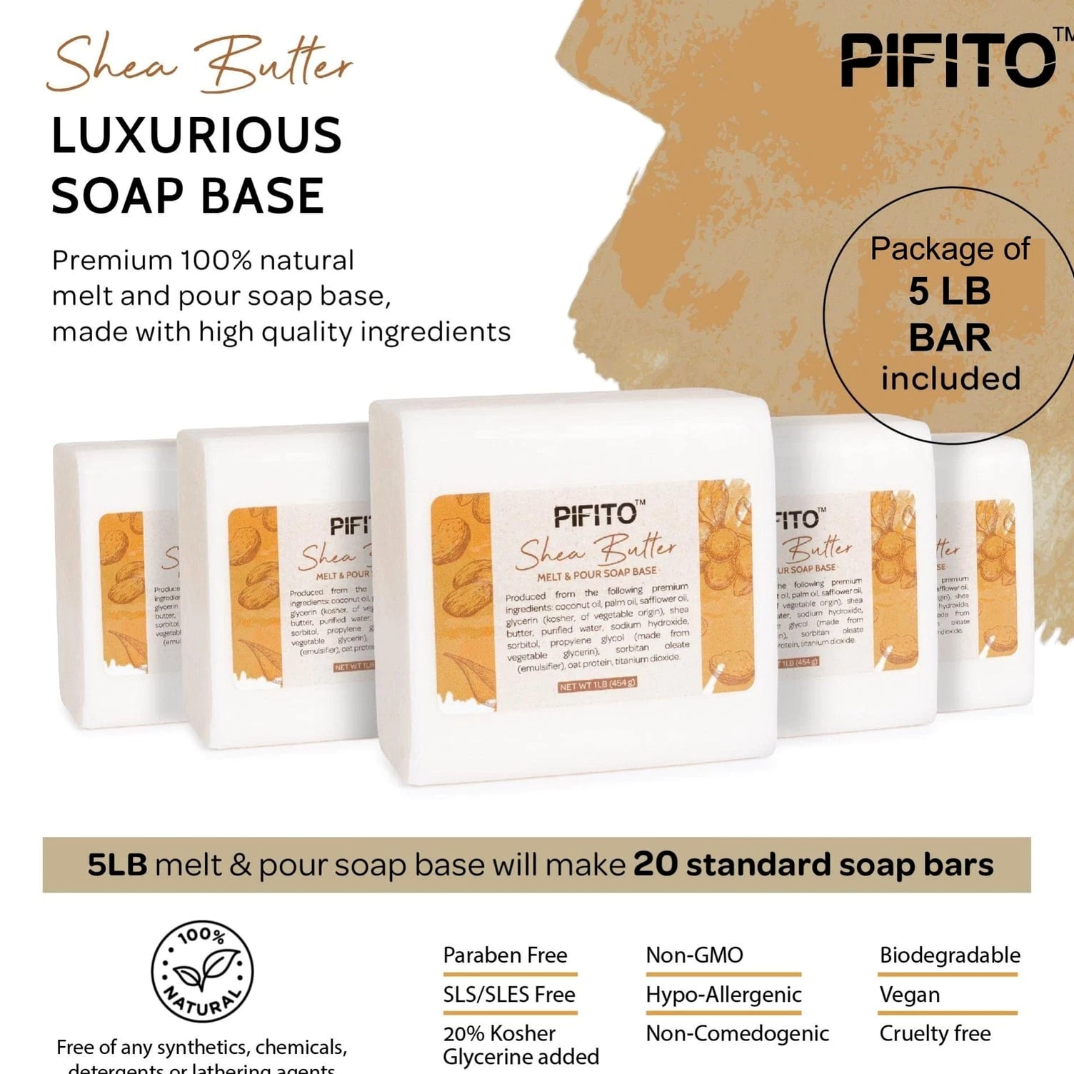 Pifito Shea Butter Melt & Pour Soap Base 80 Ounce (Pack of 1)