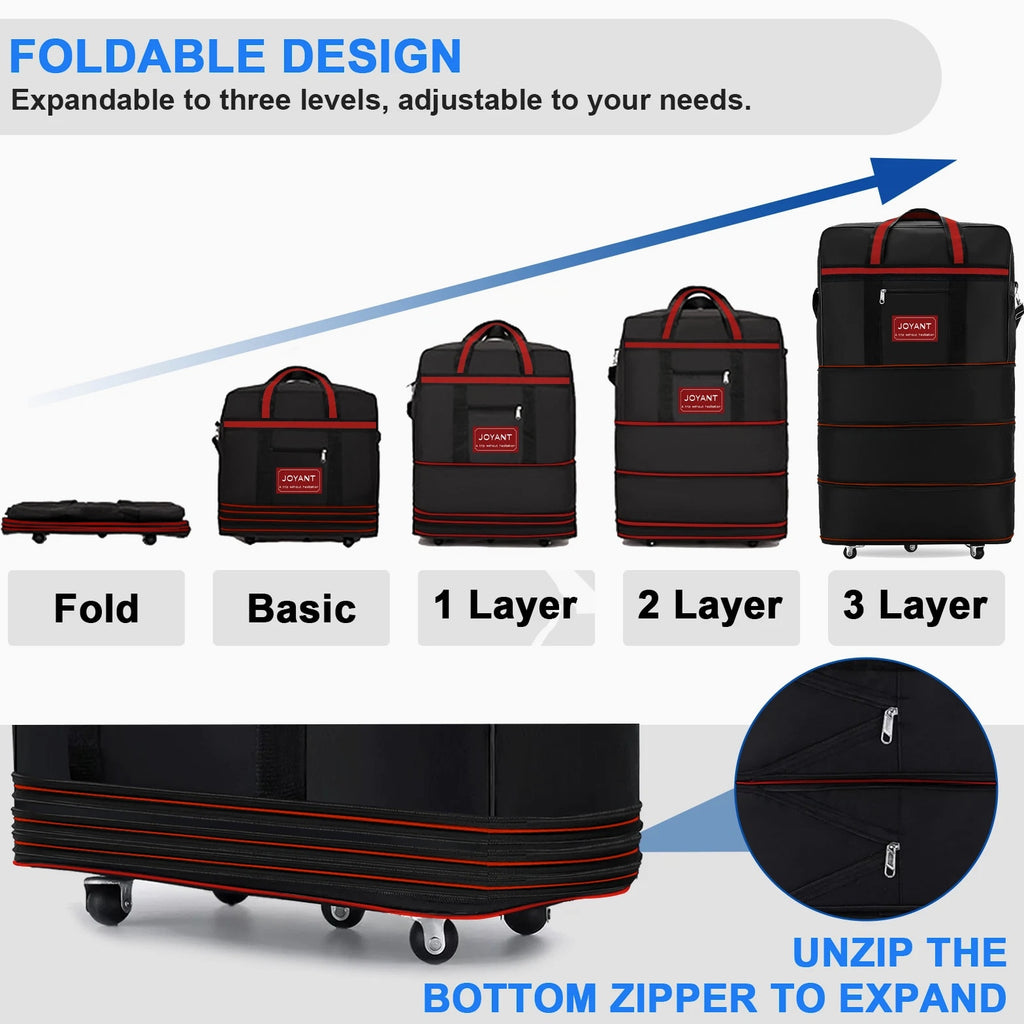 Expandable Duffle Luggage Bag 1200D Foldable Travel Bag 32"/42" w/Rolling Wheels