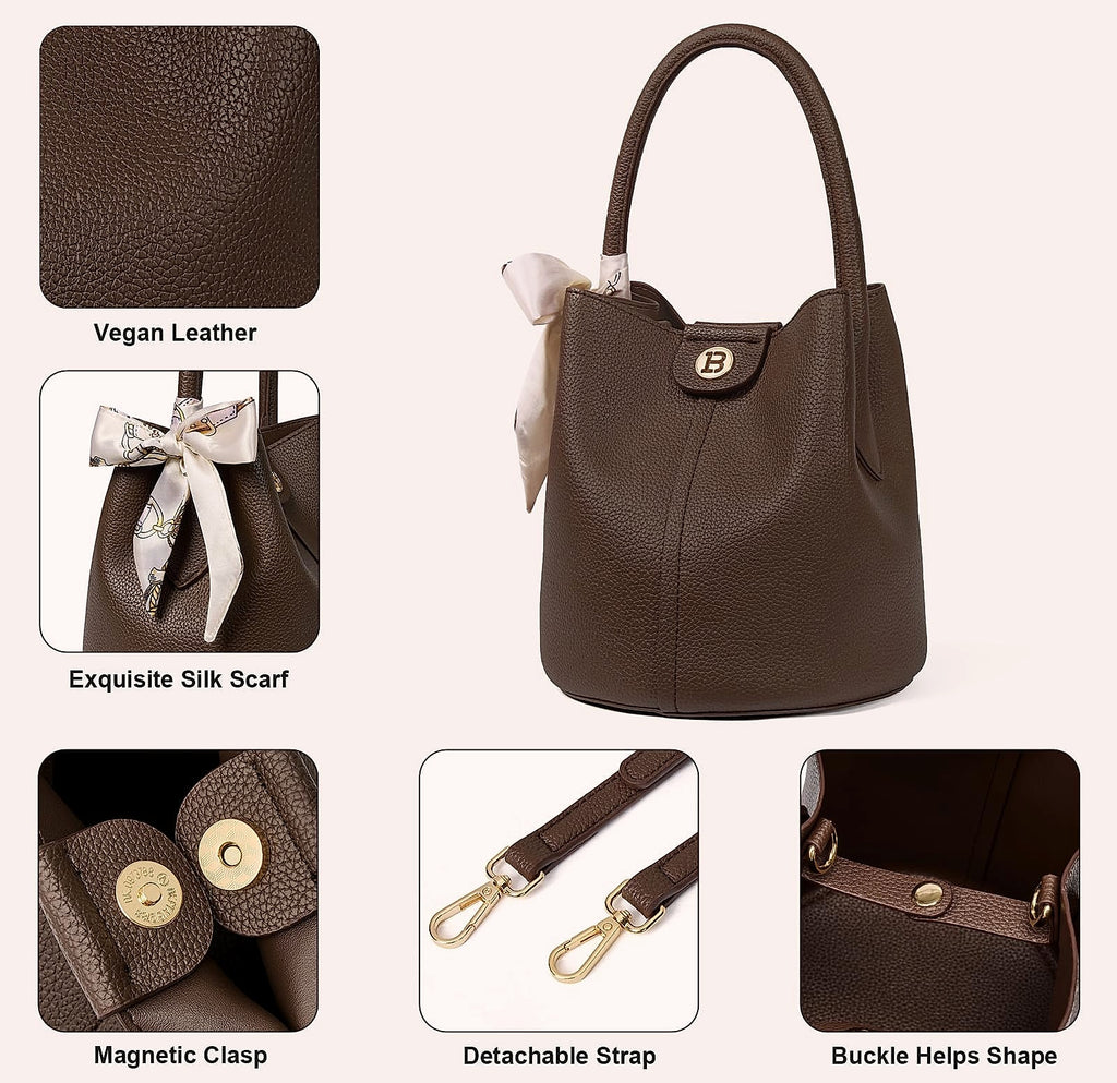 BOSTANTEN Small Crossbody Bag for Women Vegan Leather Mini Bucket