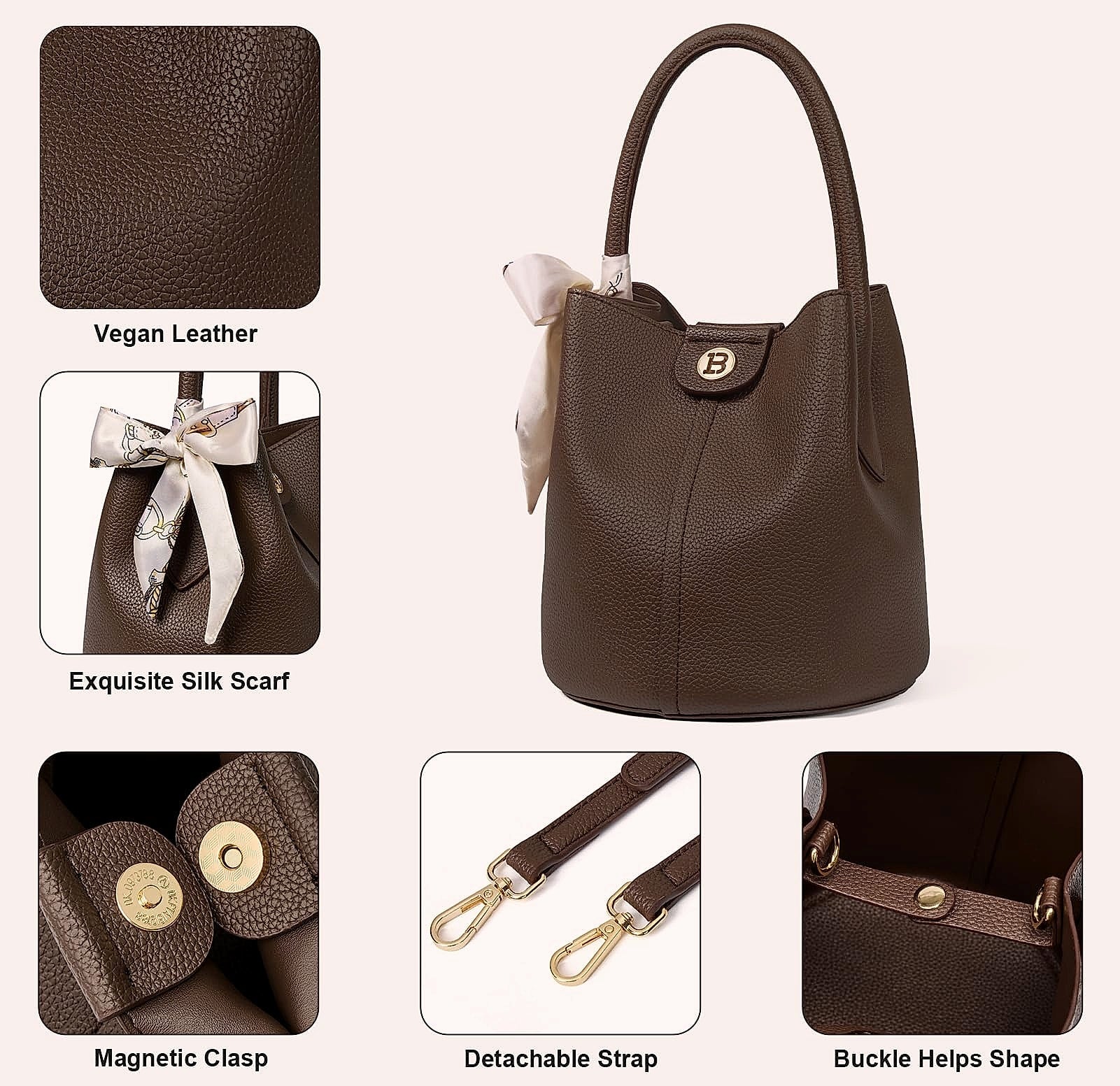 BOSTANTEN Small Crossbody Bag for Women Vegan Leather Mini Bucket