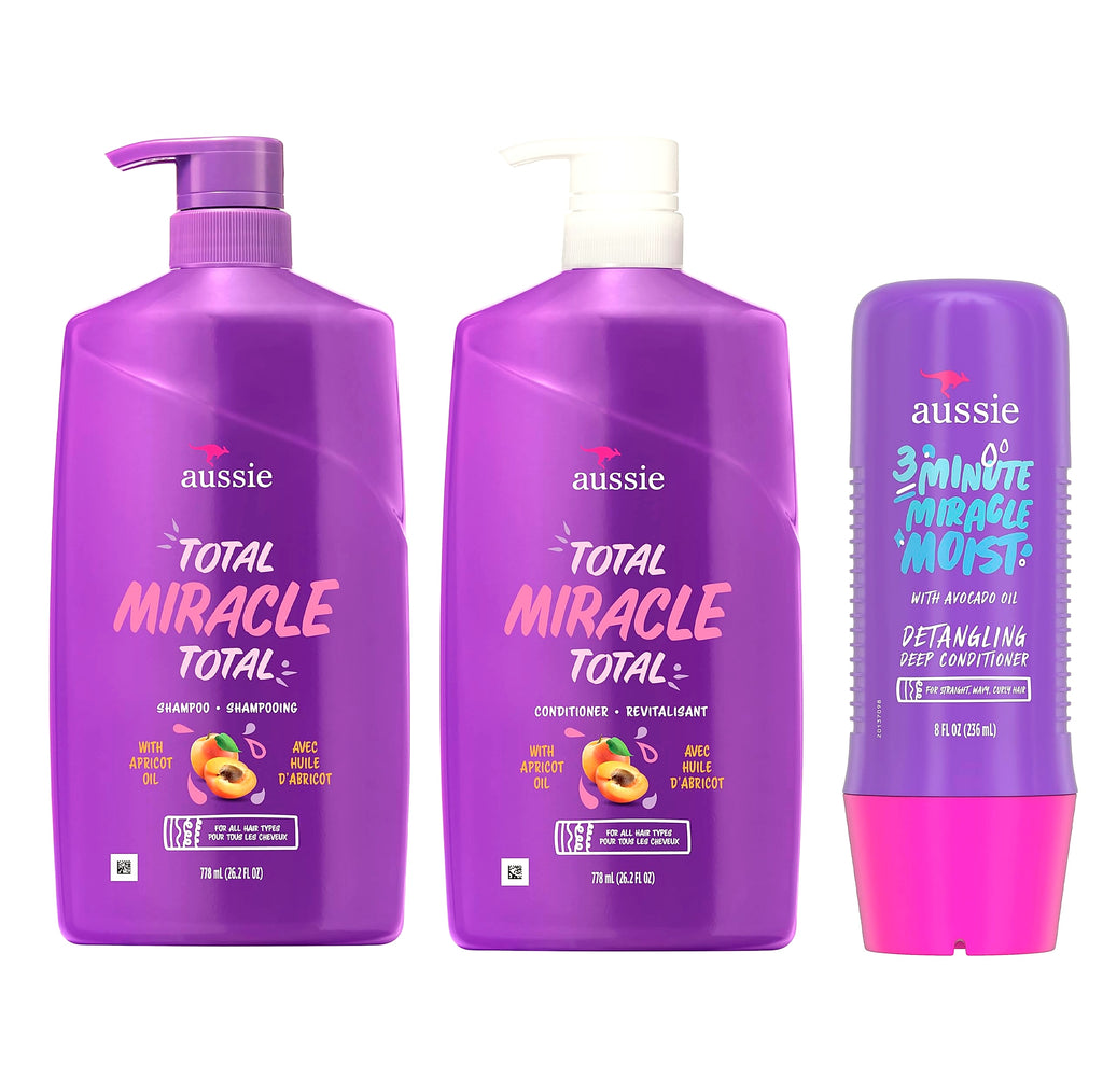 Aussie Total Miracle Hair Care Bundle Shampoo Conditioner Treatment