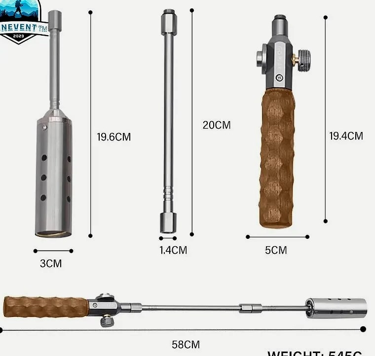 Three-stage Gas Burner Torch with Wood Handle Outdoor Cooking