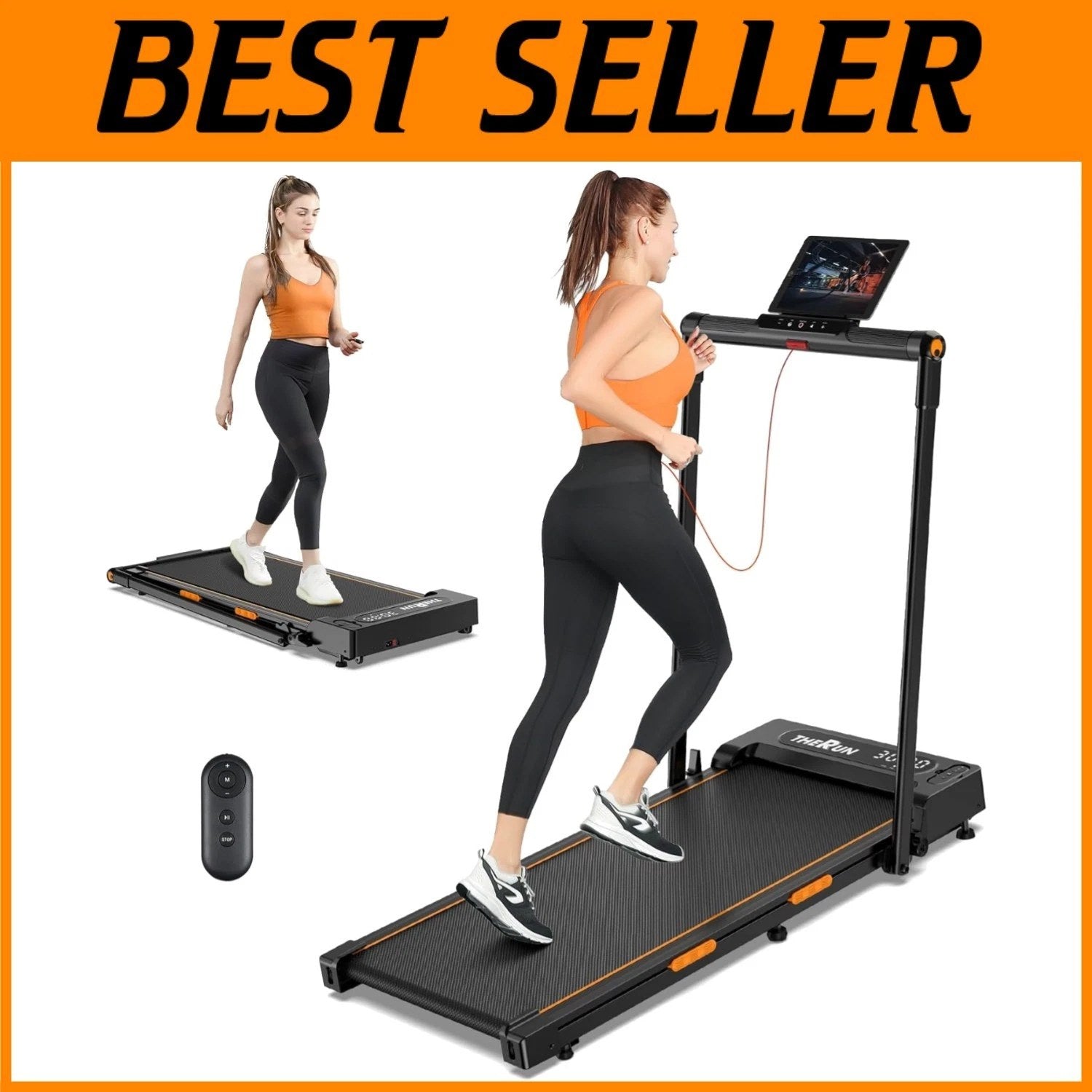 2-in-1 Foldable Treadmill, 2.5HP Under Desk Walking Pad=