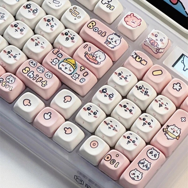 Cartoon Chiikawa Keycaps 131 Keys PBT Key Cap for Mechanical Keyboard Full Set