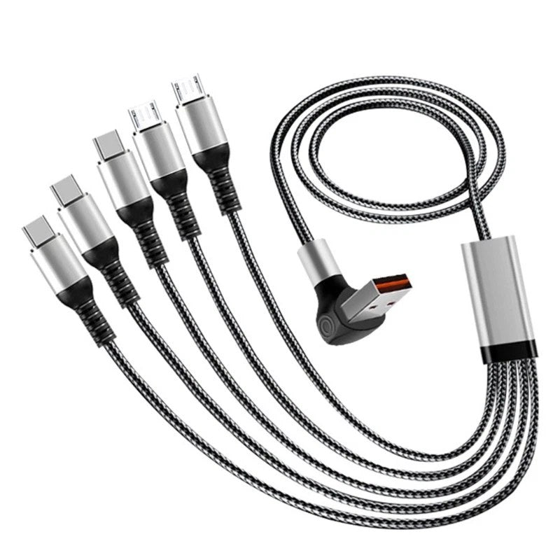 Heavy Duty USB Cable 5 Port Charging Type C & OS System 66W Fast Charging Cable