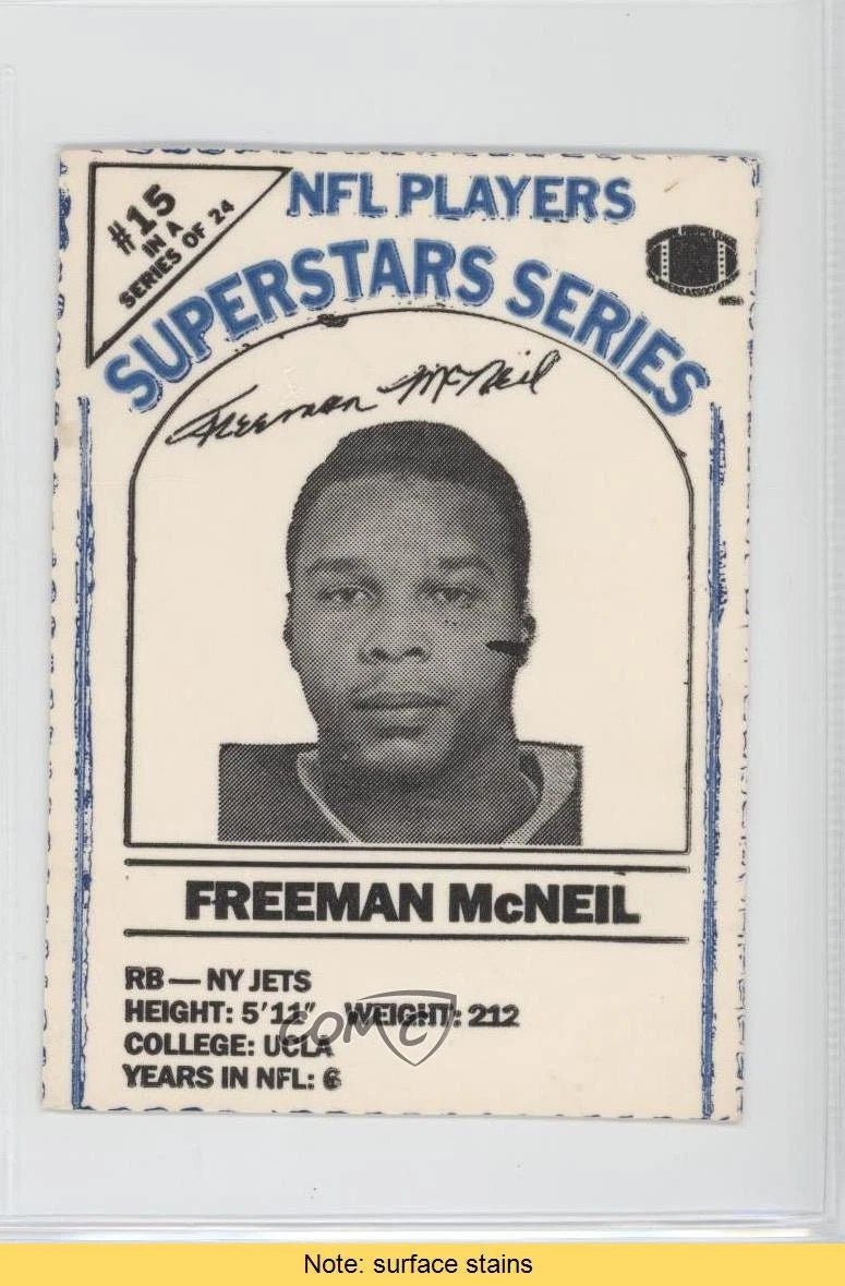 1986 Dairy Pak Milk Carton Cards Blue/Black Ink Freeman McNeil #15 READ 0a3