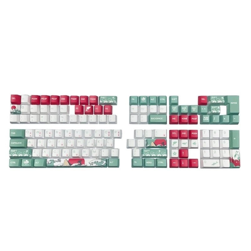Full Keycap Set with Unique Coral Sea Design for 61/64/68 Mechanical Keyboards