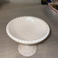 Jeanette Pink Milk Glass Vintage Pedestal Compote Windsor Pattern