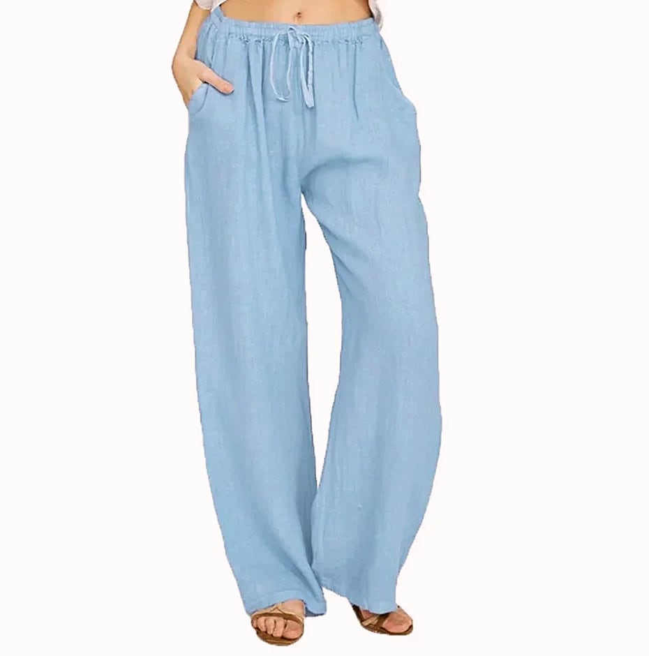 Women's Cotton Linen Elastic Waist Casual Pants