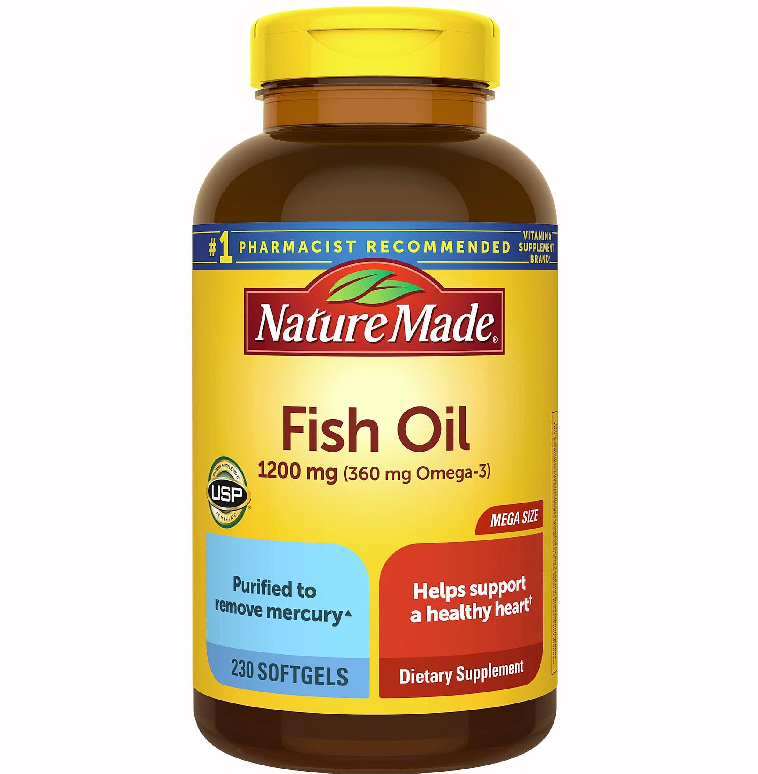 Nature Made Fish Oil 1200 mg Omega 3 Softgels, 230 Count