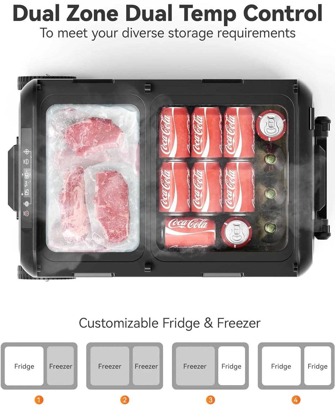 12 Volt Car Refrigerator Portable Freezer 39/48/58Qt Truck RV Fridge APP Control