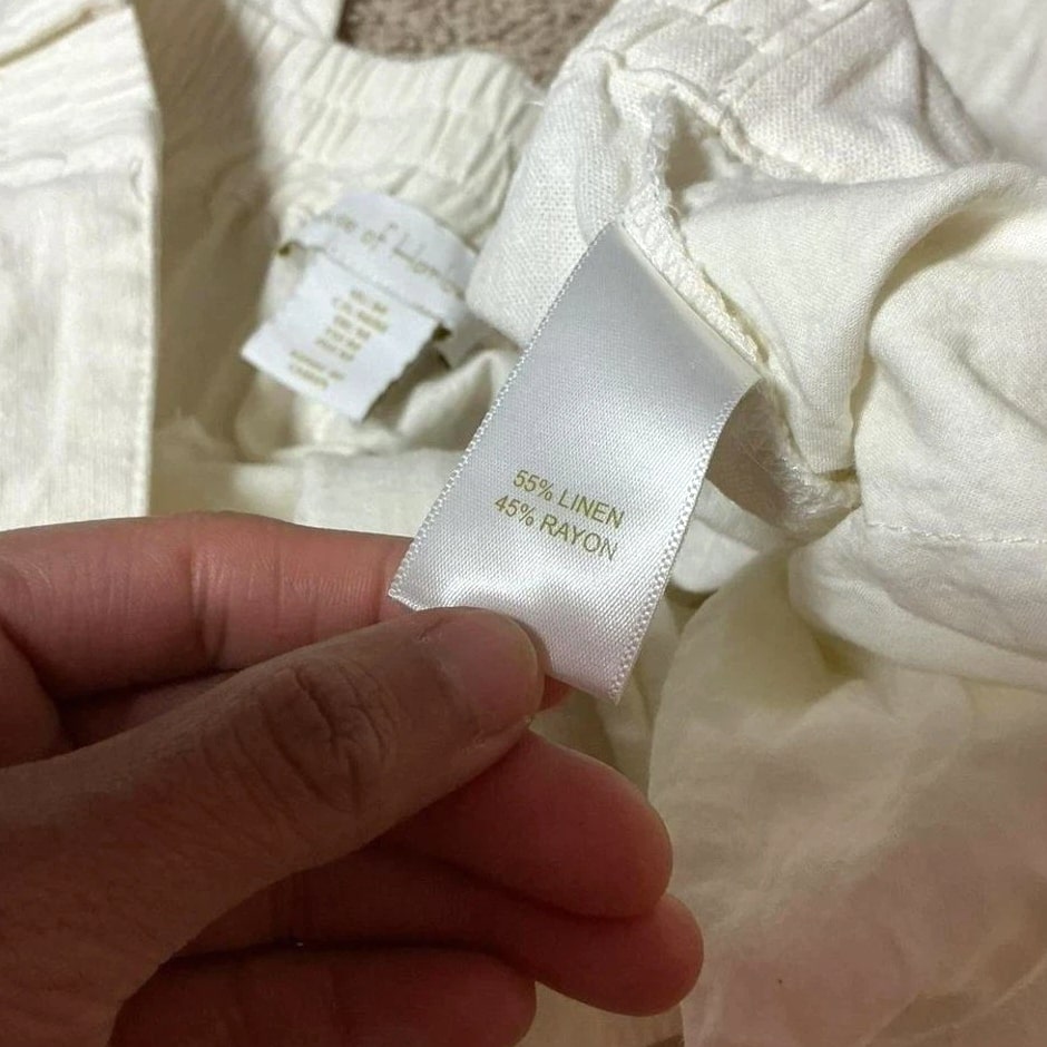 House of Harlow 1960 Cream Linen Blend Wide Leg Pleated Trousers Size M