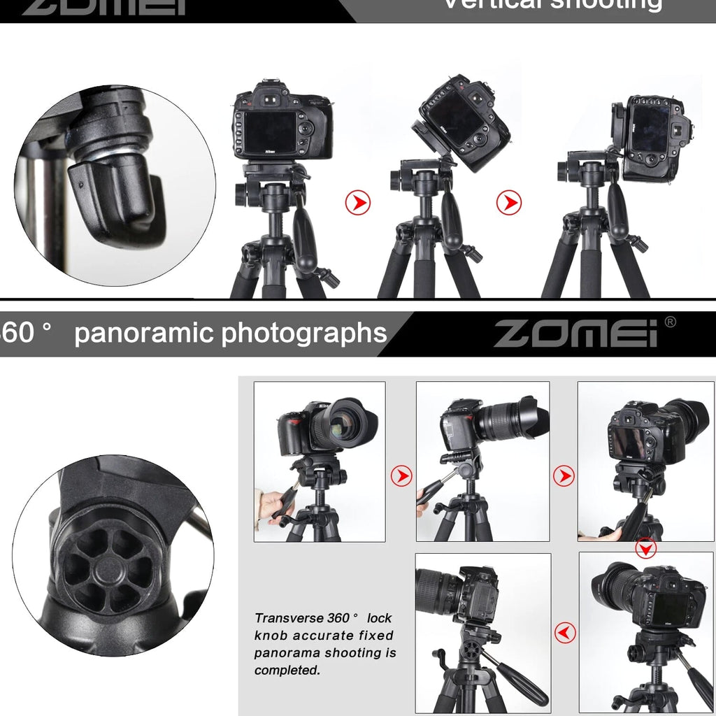 Zomei Q111 55" Heavy Duty Travel Tripod Tabletop Stand for DV DSLR Camera Phone