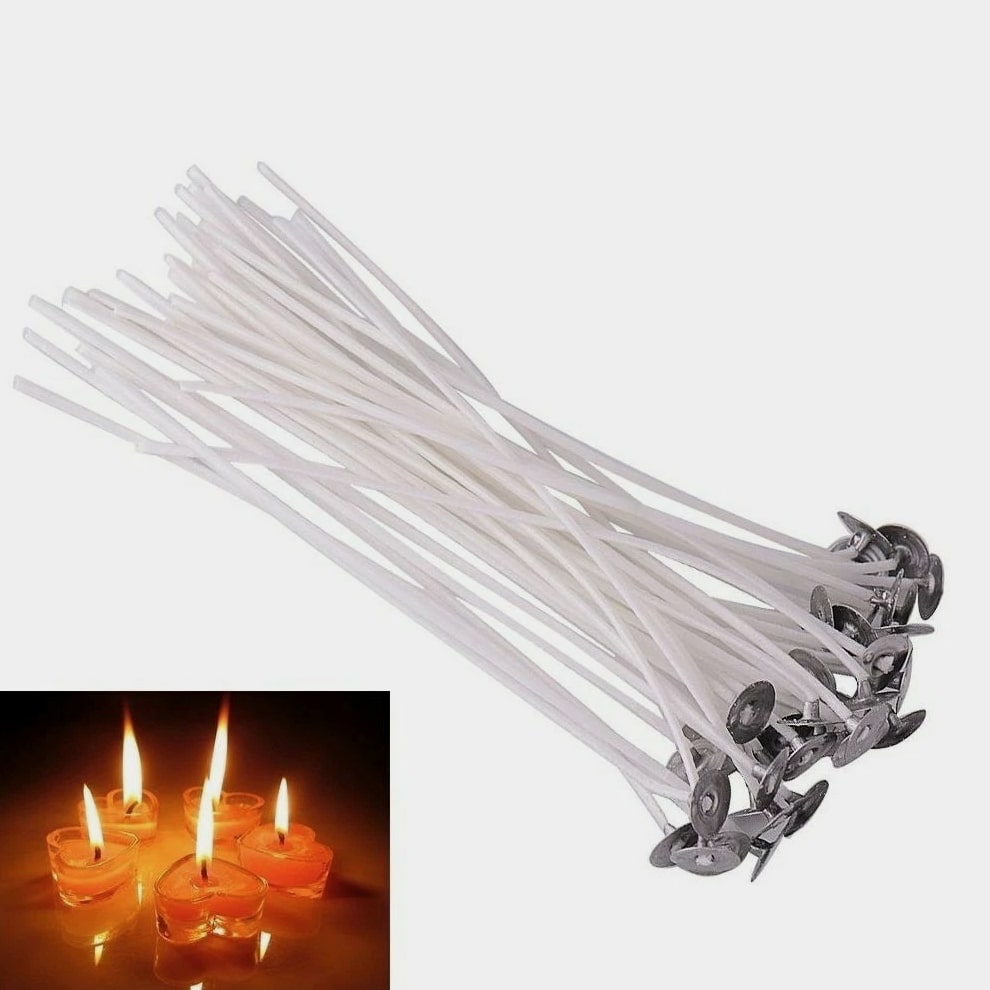 20Pack 20cm/8" Candle Wicks Cotton Core Pre Waxed&Tabbed With Sustainers