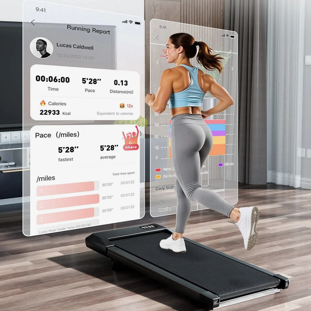 Foldable Under Desk Treadmill 2.5HP Walking Pad, 300lbs LED Remote Quiet