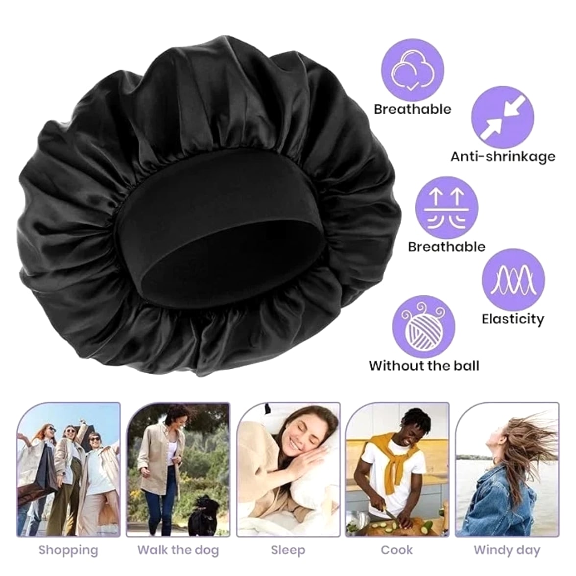 WLLHYF Silk Bonnet for Men, Satin Bonnet with Double Layer Elastic Band Sleep Cap
