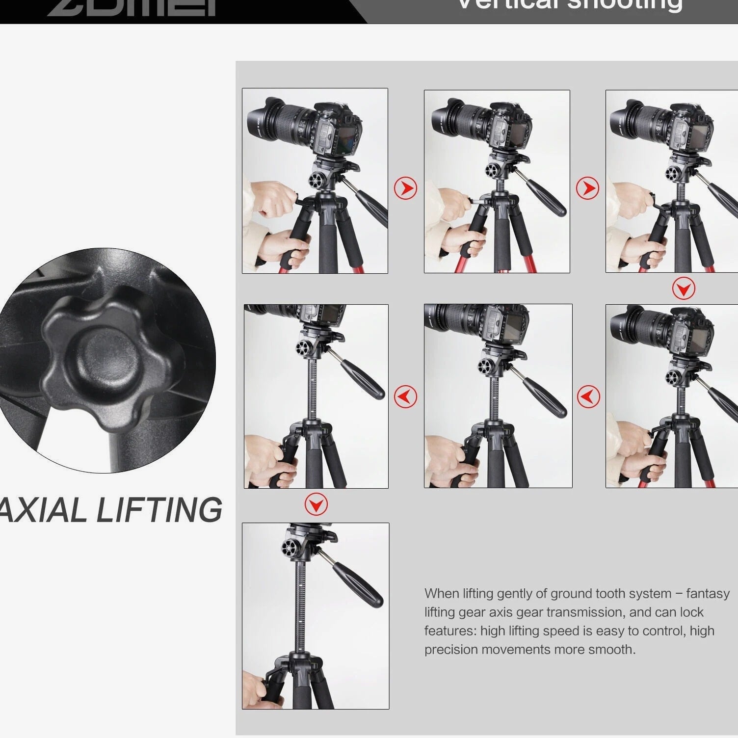 Zomei Q111 55" Heavy Duty Travel Tripod Tabletop Stand for DV DSLR Camera Phone
