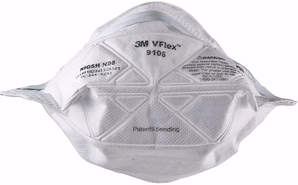 3M N95 Disposable Respirator, VFlex Particulate Respirator 9105, Pack of 50, Standard Size, NIOSH Approved, For Sweeping, Sanding, Grinding, Sawing, Bagging, Dust