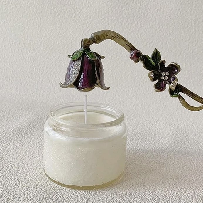 Floral Candle Snuffer - Candle Extinguisher with Long Handle, Wick Flame Snuffer