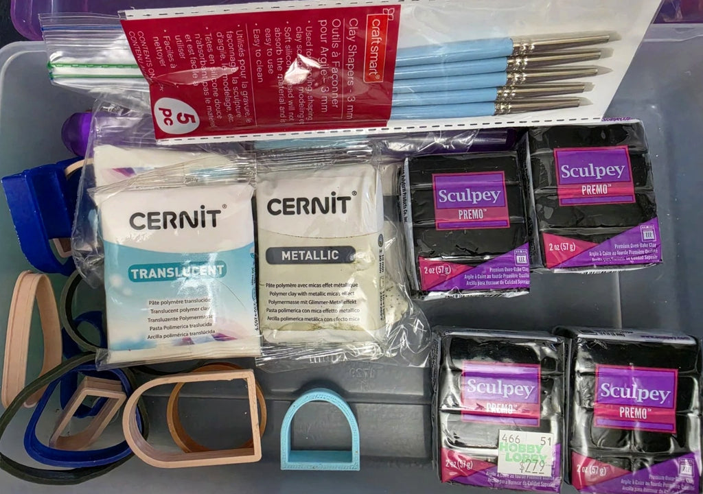 Cernit & Sculpey Polymer Clay, Premo Set Black White Translucent clay Cutters