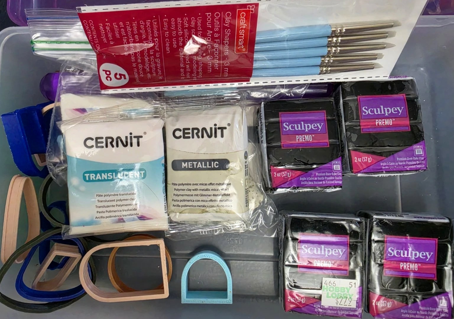 Cernit & Sculpey Polymer Clay, Premo Set Black White Translucent clay Cutters