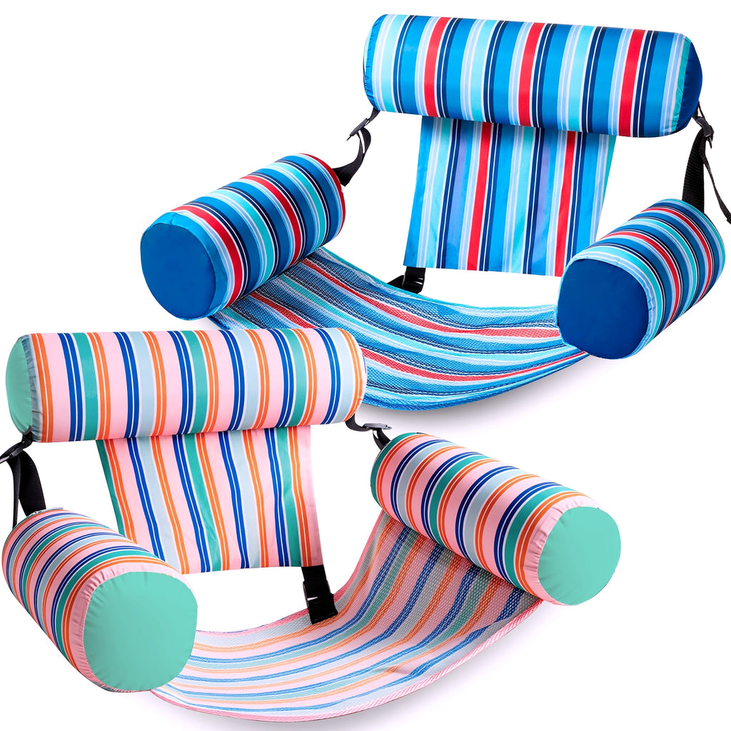 Sloosh Inflatable Pool Float Chairs, 2 Pack Floating Lounges