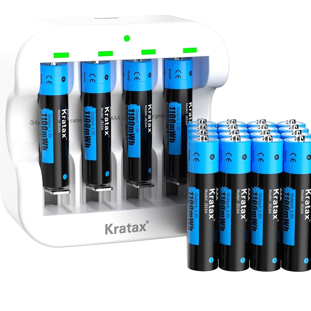 Kratax 1.5V 1100mWh Lithium AAA Batteries Rechargeable AAA Li-ion Batteries Lot