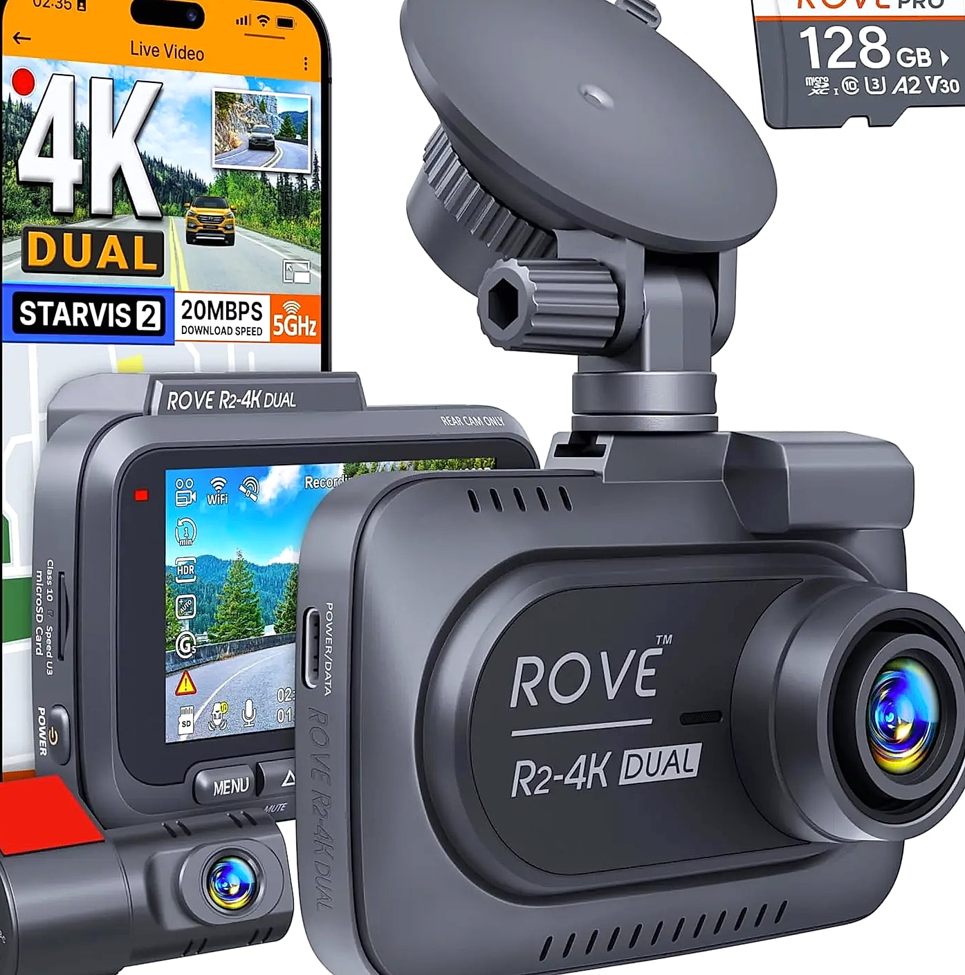 Kankeirr R2-4K Dual Dash Cam Front and Rear 4K