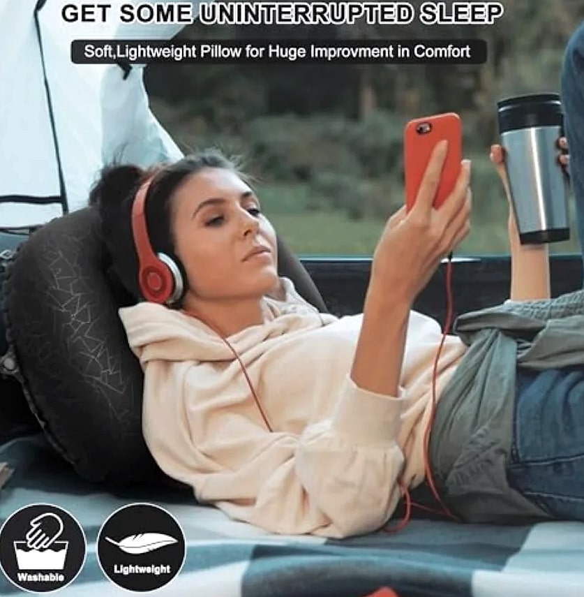 Inflatable Camping Pillow with Neck Lumbar Support