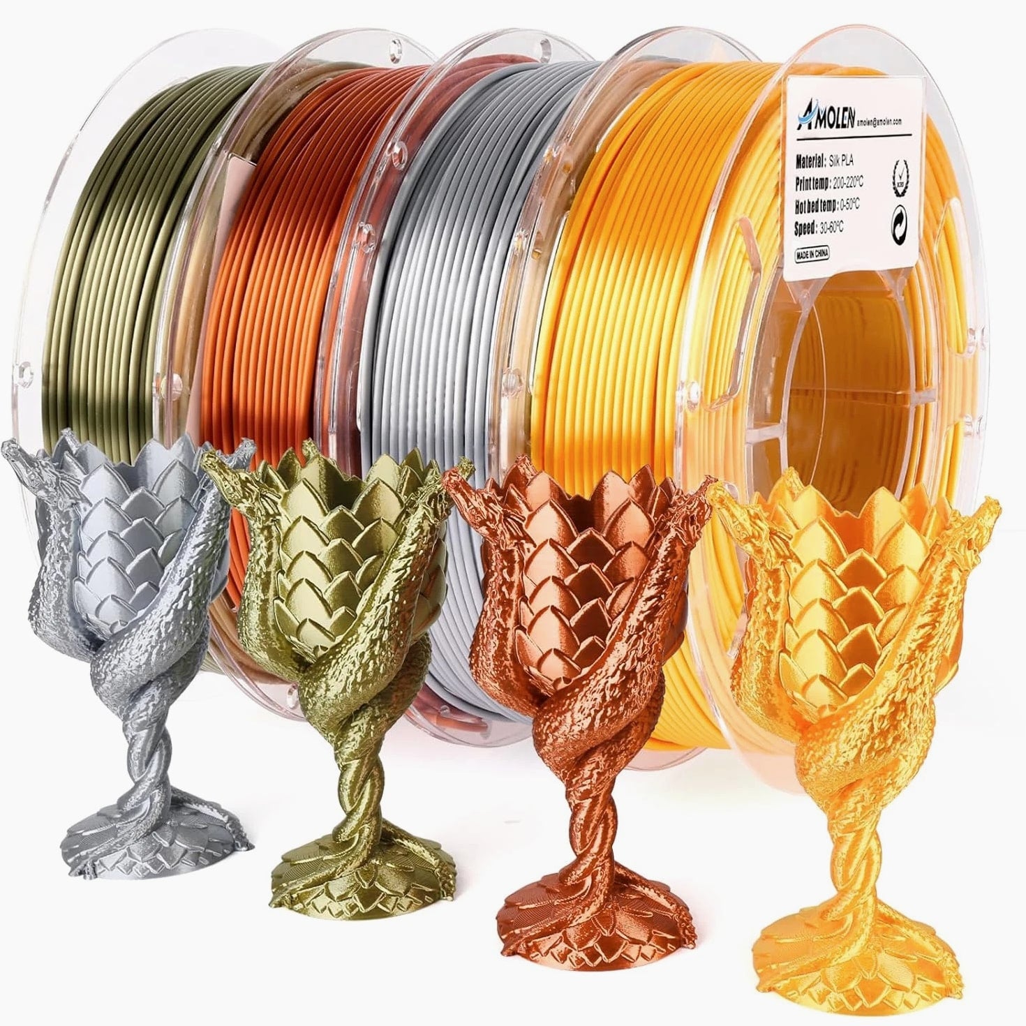 PLA 3D Printer Filament PLA Filament 1.75Mm Silk Filament Bundle,Gold, Silver...