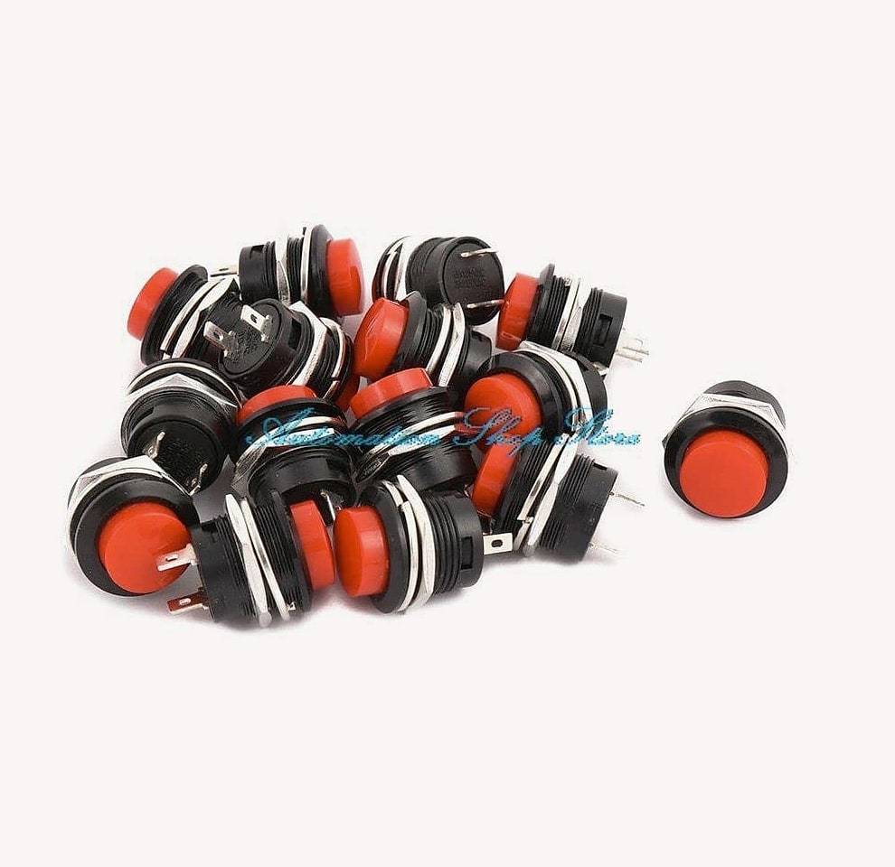 GalaxyElec 15-Pack Red Momentary Push Button Switch 125V