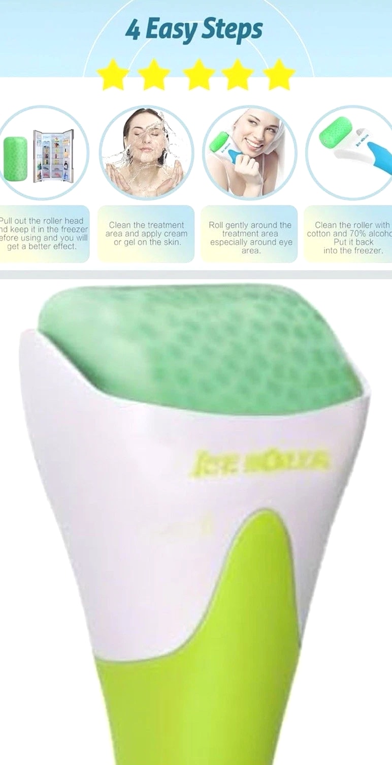 Ice Roller Prevent Wrinkles, Puffiness, Face & Eye, Migraine Pain Relief, Dry Skin
