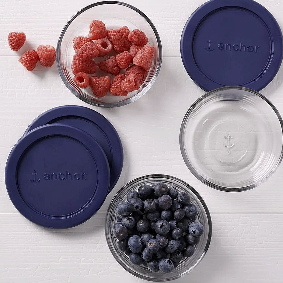 Round Glass Food Storage Containers Set of 3, 2 Cup
